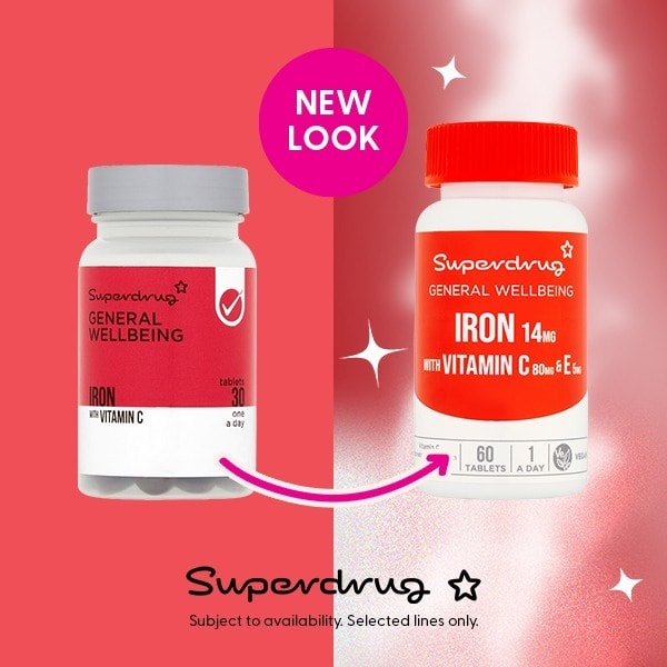 Superdrug Iron 14mg & Vitamin C 60s
