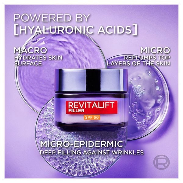 L’Oréal Paris Revitalift Filler Deep Replumping Anti-Ageing SPF50 with Hyaluronic Acid 50ml