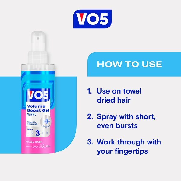 Vo5 Volume Boost Gel Spray for all-day hold 200ml