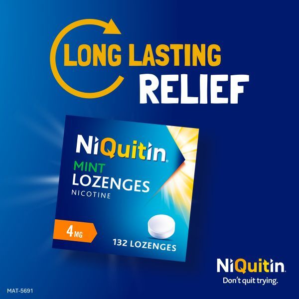 NiQuitin Mint 4mg Lozenges, 132 Lozenges- Quit Smoking Aid