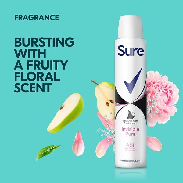 Sure Anti-Perspirant Aerosol Essential Invisible Pure 200ml