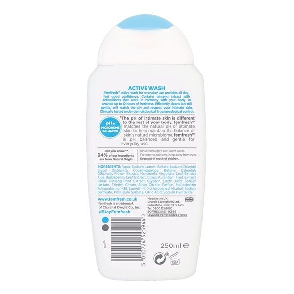 Femfresh Ultimate Care Active Fresh Wash 250ml