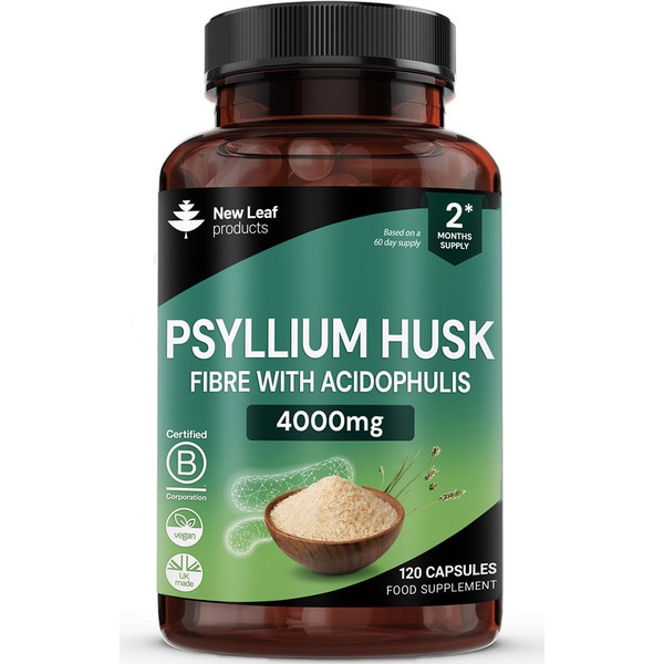 New Leaf Psyllium Husk Fibre + Acidophilus - 120 Vegan Caps