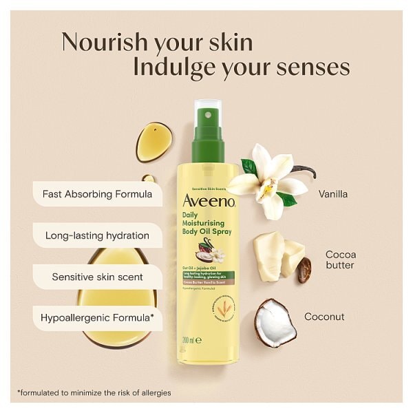AVEENO Daily Moisturising Oil Spray Comforting Cocoa Vanilla 200ml