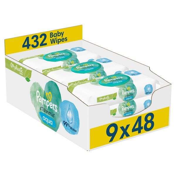 Pampers Harmonie Aqua Baby Wipes Plastic Free X432