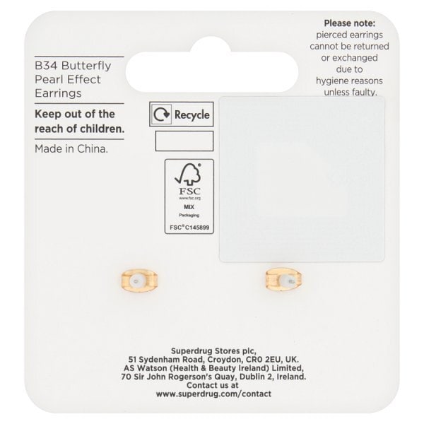 Superdrug Butterfly Pearlescent Earrings