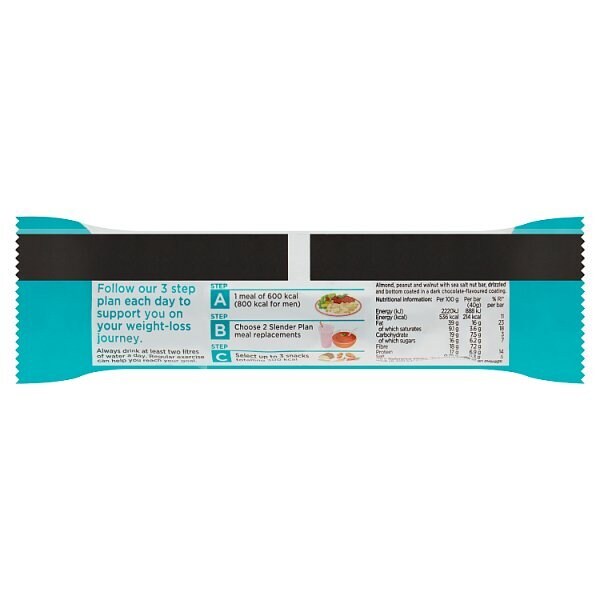 Superdrug Slenderplan Dark Chocolate & Sea Salt Nut Bar 40g