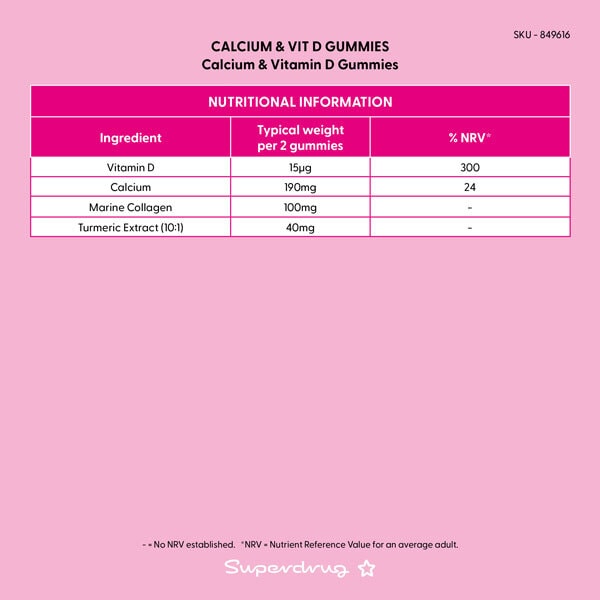 Superdrug Calcium & Vitamin D Gummies 60s (Bone & Joint)