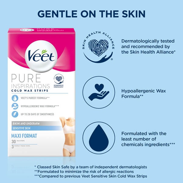 DNR Veet Pure Inspiration Wax Strips Bikini & Underarm x30
