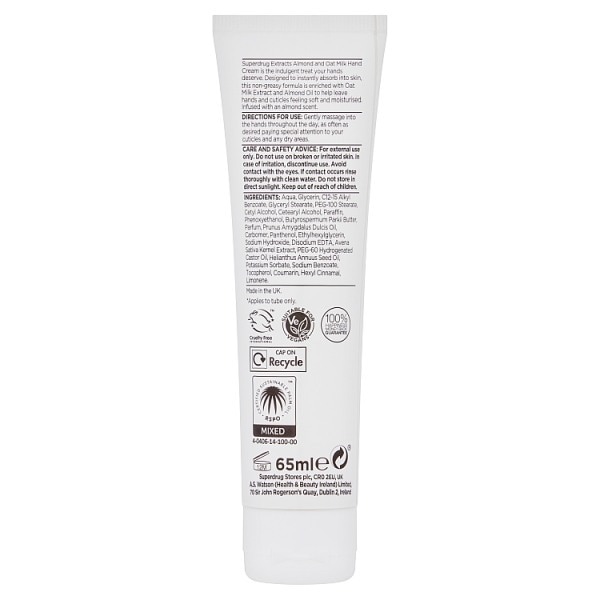 Superdrug Extracts Almond & Oat Milk Hand Cream 65ml