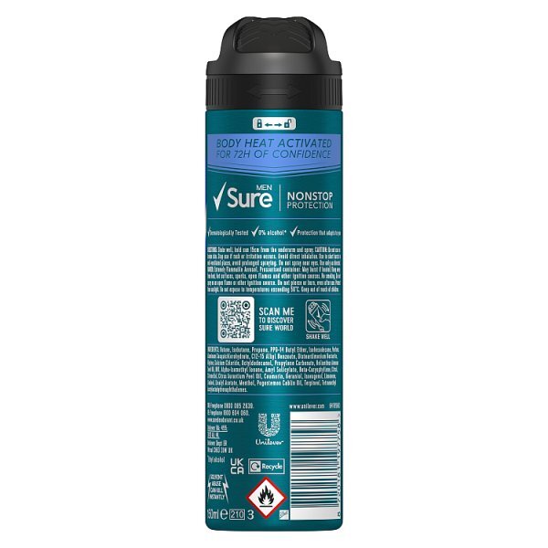 Sure Men Nonstop Invisible Ice Fresh Anti-Perspirant Aerosol 150 ml