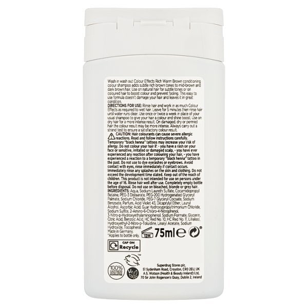 Superdrug Colour Effects Rich Warm Brown 4 Toner 75ml