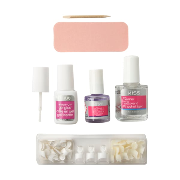 Kiss Brush-On Gel Nail Kit, French & Natural Tips - 48 Count