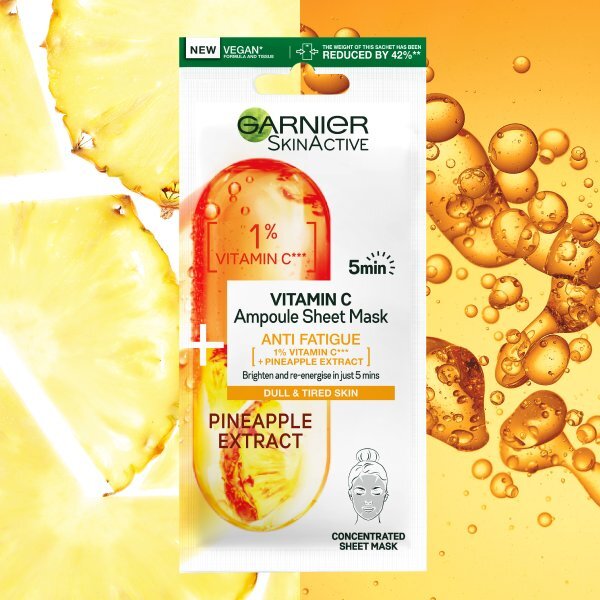 Garnier Anti Fatigue Ampoule Sheet Mask Pineapple Vitamin C