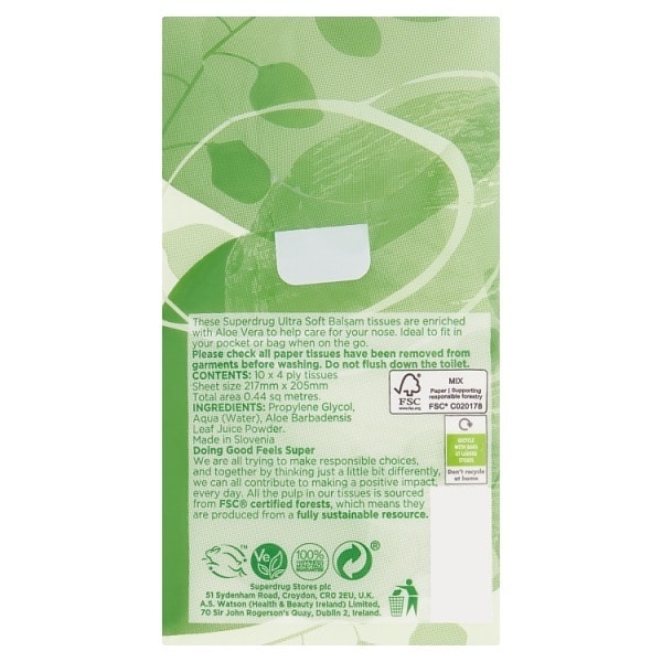 Superdrug Balsam Pocket Tissues With Aloe Vera