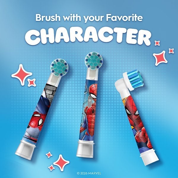 Oral-B Pro Kids Spiderman Toothbrush Heads, 4 Counts