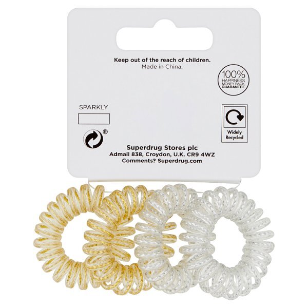 Superdrug 4 Metallic Spiral Hair Bands