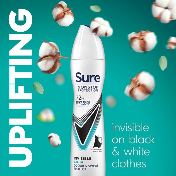 Sure Antiperspirant Deo Aerosol Nonstop Invisible Aqua 250ml