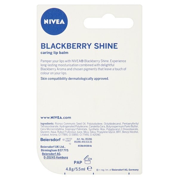NIVEA Lip Balm, Blackberry Shine, 4.8g