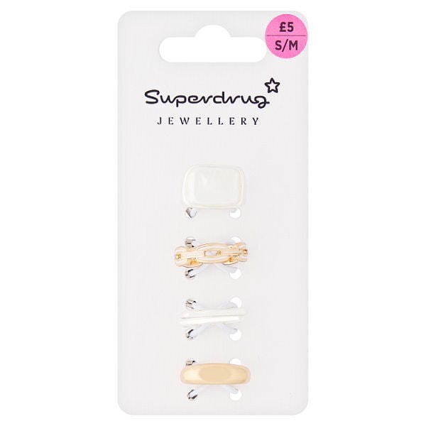 Superdrug Mixed Metals Pearlescent Ring 5Pk S/M