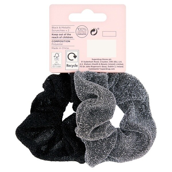 DNR Studio London Black & Metallic Scrunchies 2pk