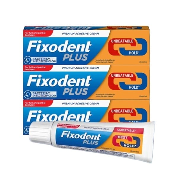 Fixodent Plus Dual Power Denture Adhesive Bundle 40g x3