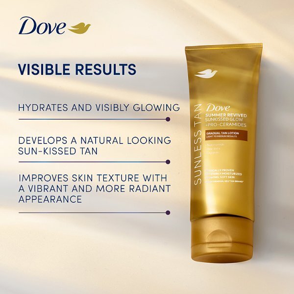 Dove Summer Revived Gradual Tan Lotion Sunkissed Glow + Pro-Ceramides in Light to Medium 200ml
