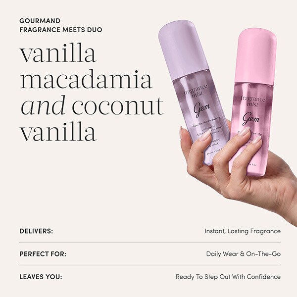 Gem Mists Body & Hair Coconut Vanilla 90Ml & Macadamia 90Ml