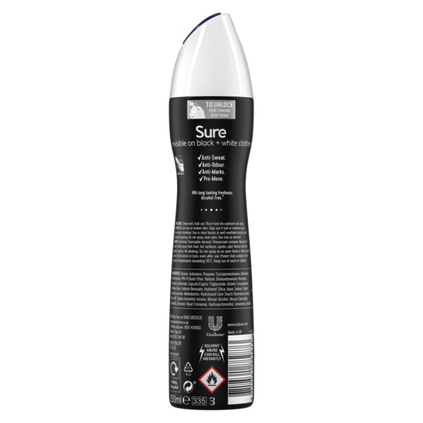 DNR Sure Aerosol Invisible on Black and White Clothes 250ml