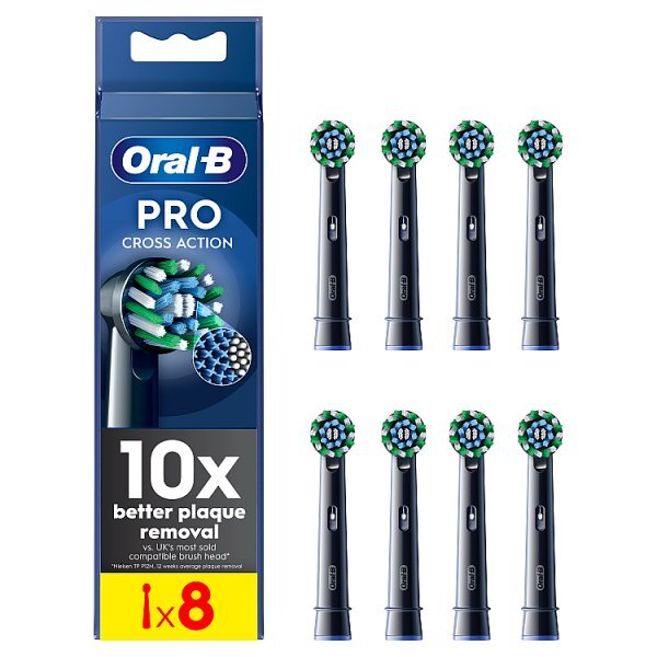 Oral-B Pro Cross Action Black Toothbrush Heads, 8 Counts