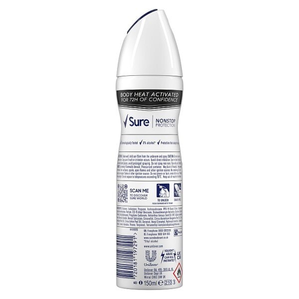 Sure Antiperspirant Deo Aerosol Nonstop Inv B&W 150ml