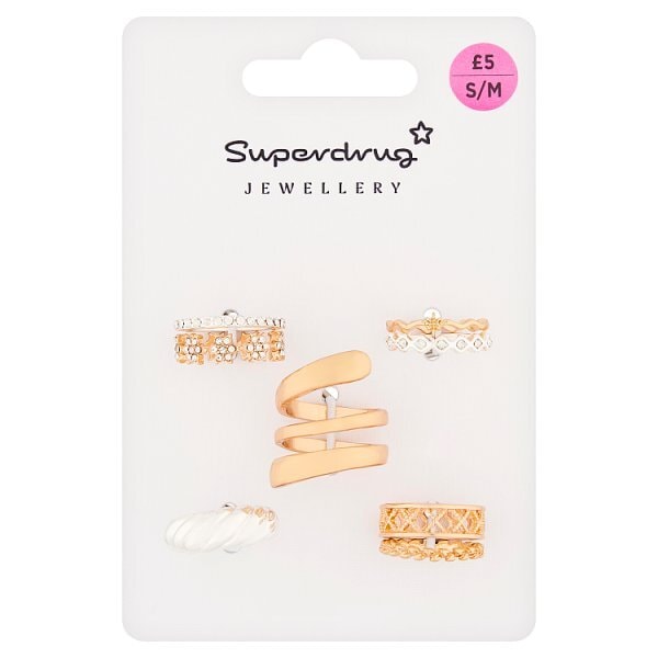 Superdrug Mixed Metals Ring 10Pk S/M