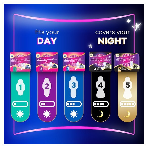 Always Platinum Secure Night Extra Size5 Sanitary Towels x12
