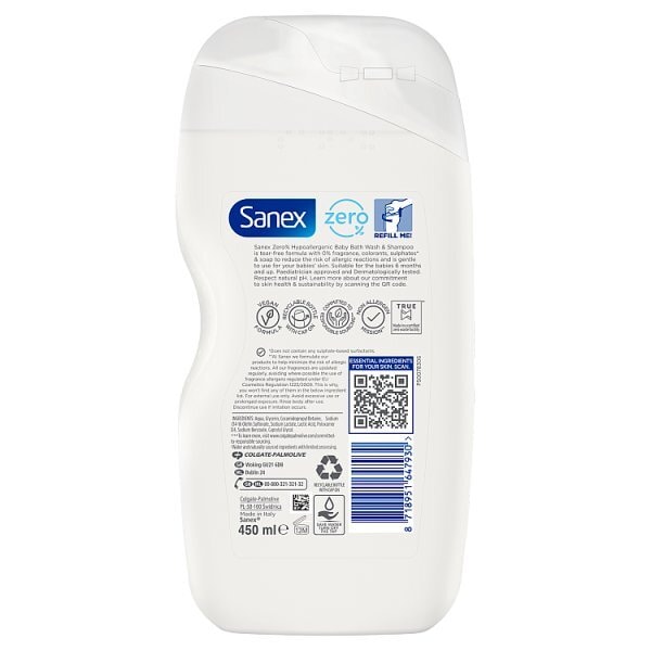Sanex Zero% Baby Bath Foam & Shampoo 450Ml
