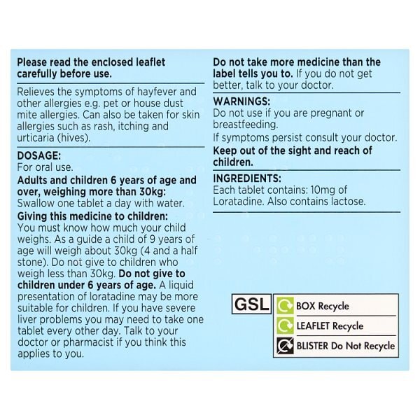 Superdrug Allergy & Hayfever 1 a Day Loratadine Tablets X 30