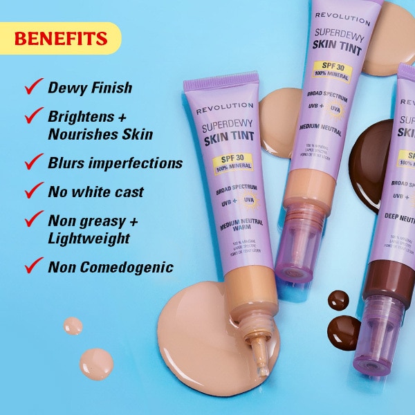 Revolution Superdewy Sundew Spf30 Skin Tint Med Tan Neutral