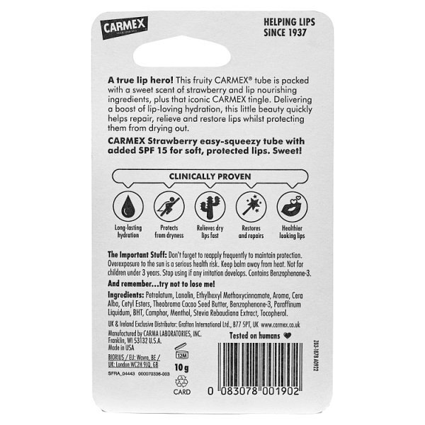 Carmex Moisturising Lip Balm Strawberry SPF 15 10g