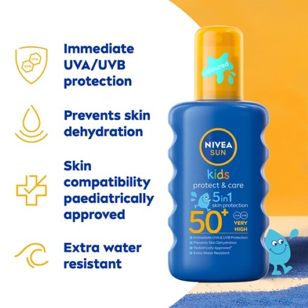 NIVEA SUN Kids Suncream Spray SPF 50+, Coloured, 200ml