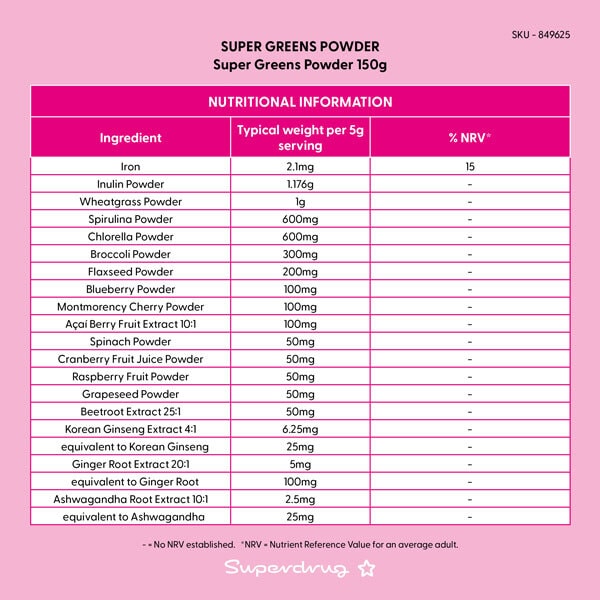 Superdrug Super Greens Powder 150g