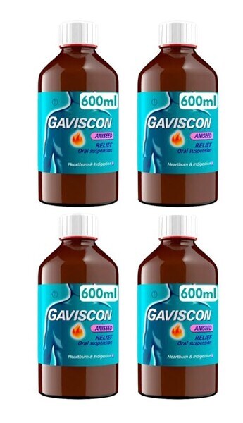 Gaviscon Liquid Heartburn & Indigestion Aniseed 600ml x 4