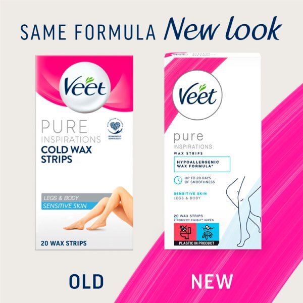 Veet Pure Inspiration Wax Strips Legs & Body Sensitive x20