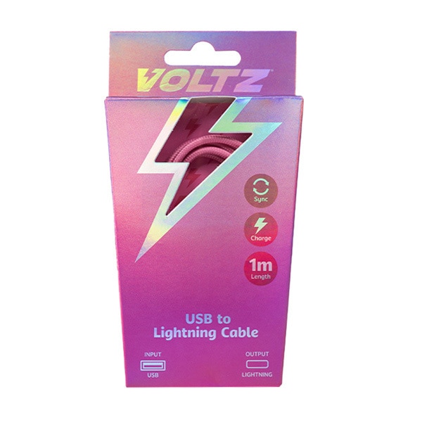 Voltz Usb To Lightning Cable Pink