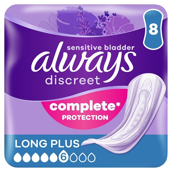 Always Discreet Incontinence Pads+ Long Plus 8