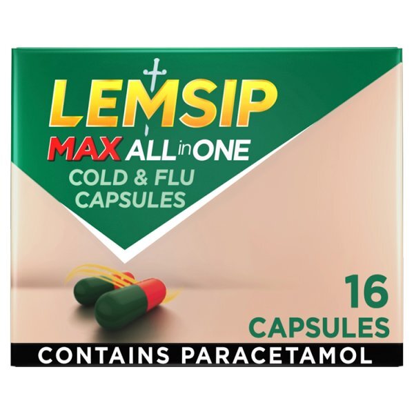 Lemsip Max All in OneCapsules Cold Flu Sore Throat 16s