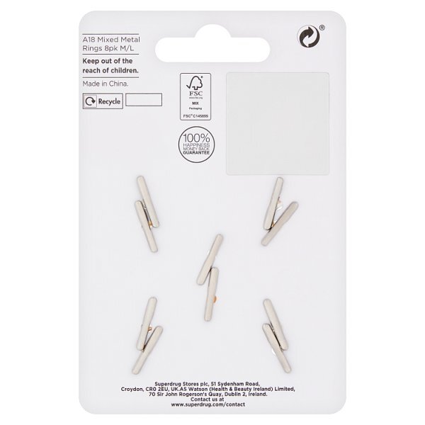 Superdrug Mixed Metals Ring 10Pk M/L