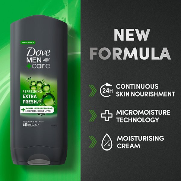 Dove Men+Care Refreshing Extra Fresh 3in1 Hair, Face & Body Wash 400ml