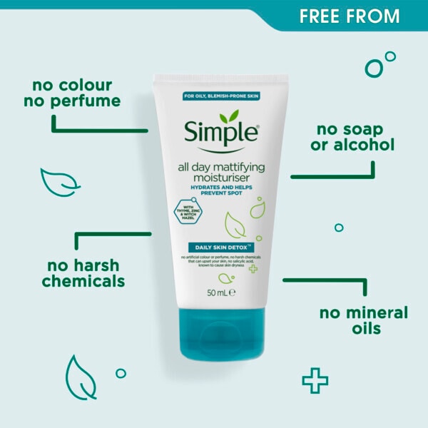 Simple daily skin detox all day mattifying Moisturiser 50ml