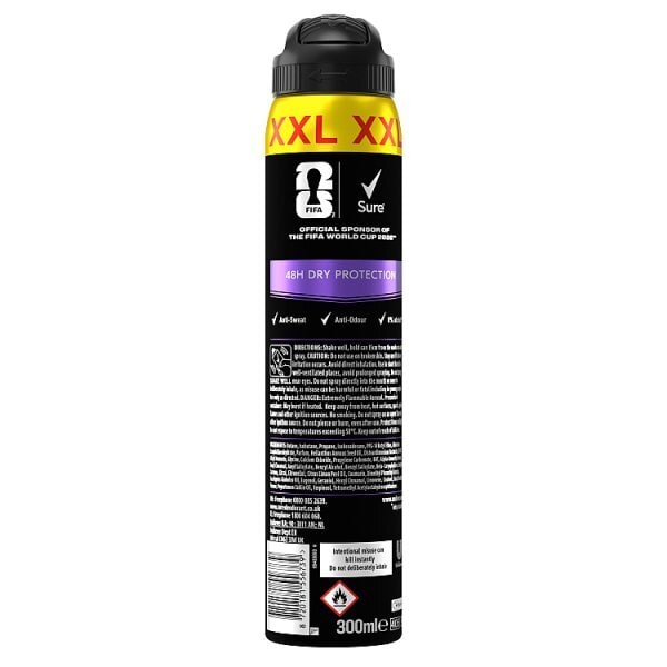 Sure Men Active Dry XXL Antiperspirant Aerosol Fifa World cup Limited Edition 300ml
