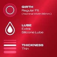 Durex Thin Feel Extra Lube Condoms Regular Fit 12s