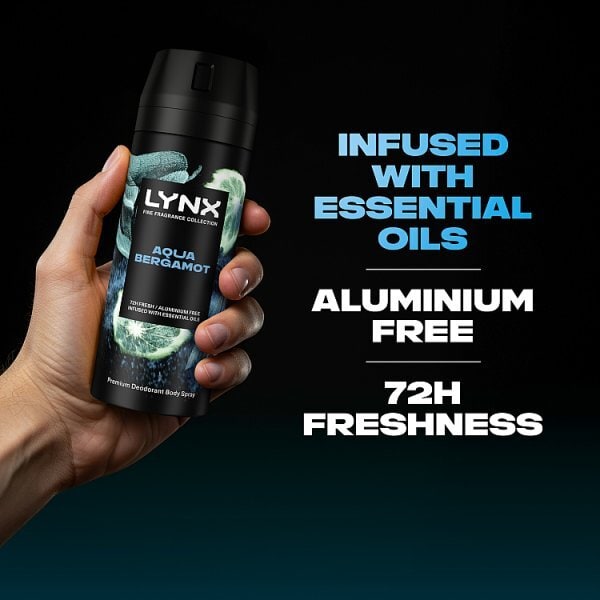 Lynx Fine Fragrance Aqua Bergamot 72hr Premium Deodorant Spray 150ml